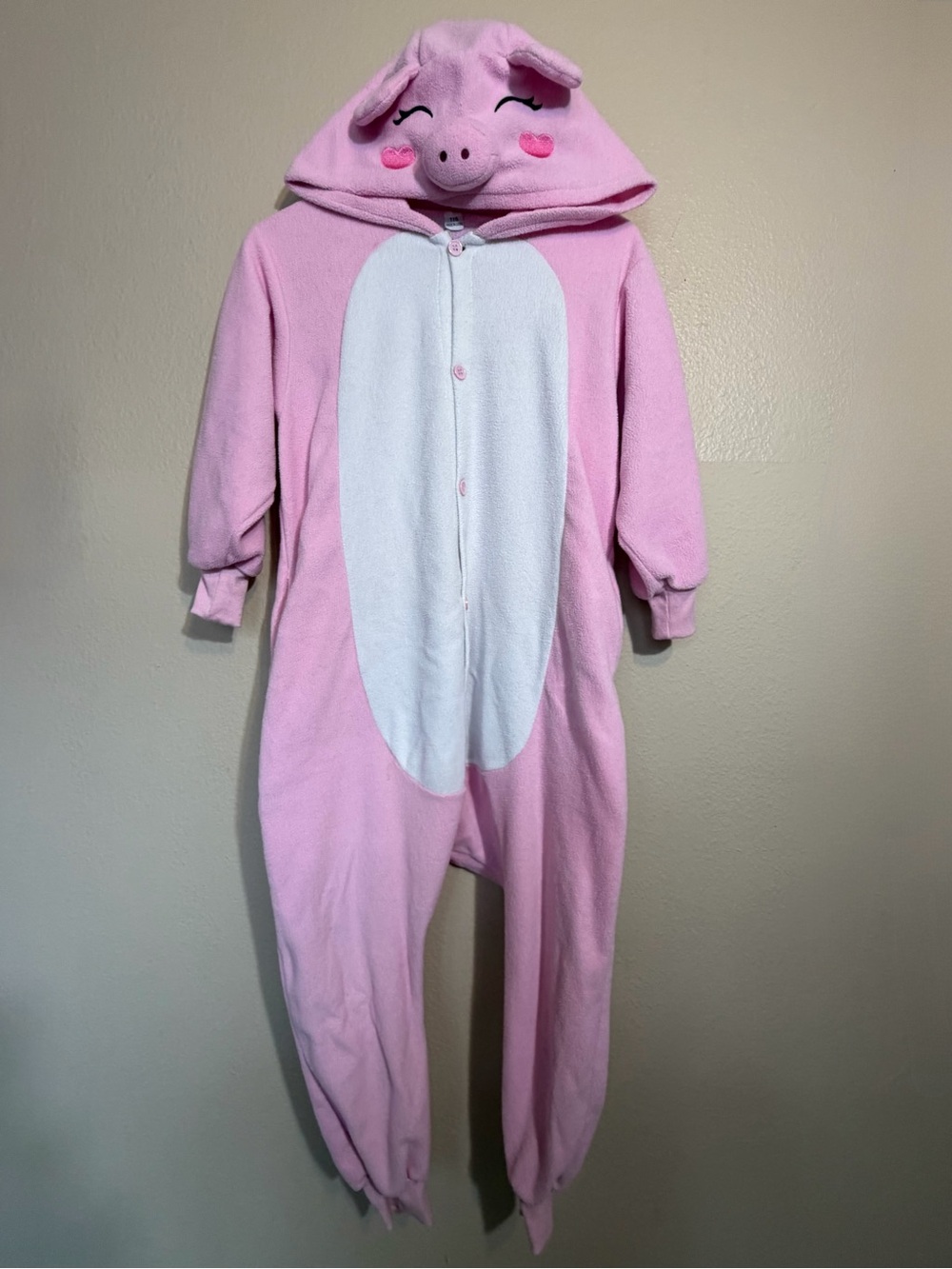 Pink Pig Hooded adult One-Piece Pajamas costume- Plush Fleece